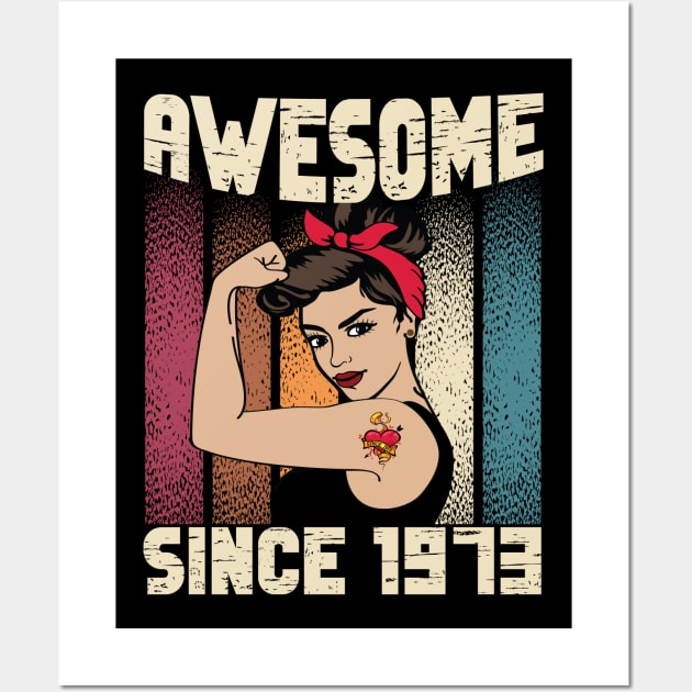 Awesome since 1973,49th Birthday Gift women 49 years old Birthday Wall Art by JayD World